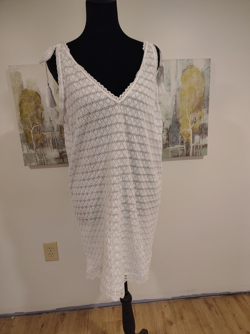 Serra Sheer White Lace Crochet-Trim Chemise